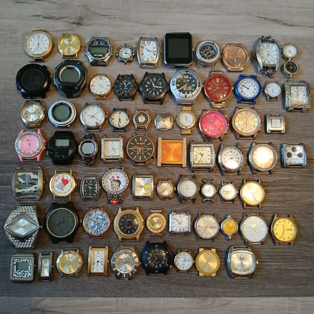 Bulk Lot 65+ Watch Heads Parts/Repair/Crafting Timex Casio Armitron Untested -Q1